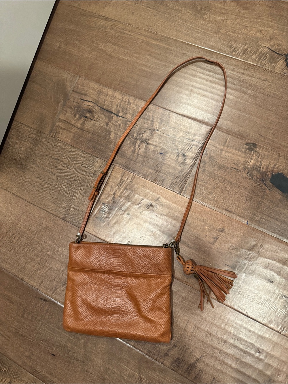 The  SAK Women’s Tan Leather Crossbody Bag with Tassel Purse